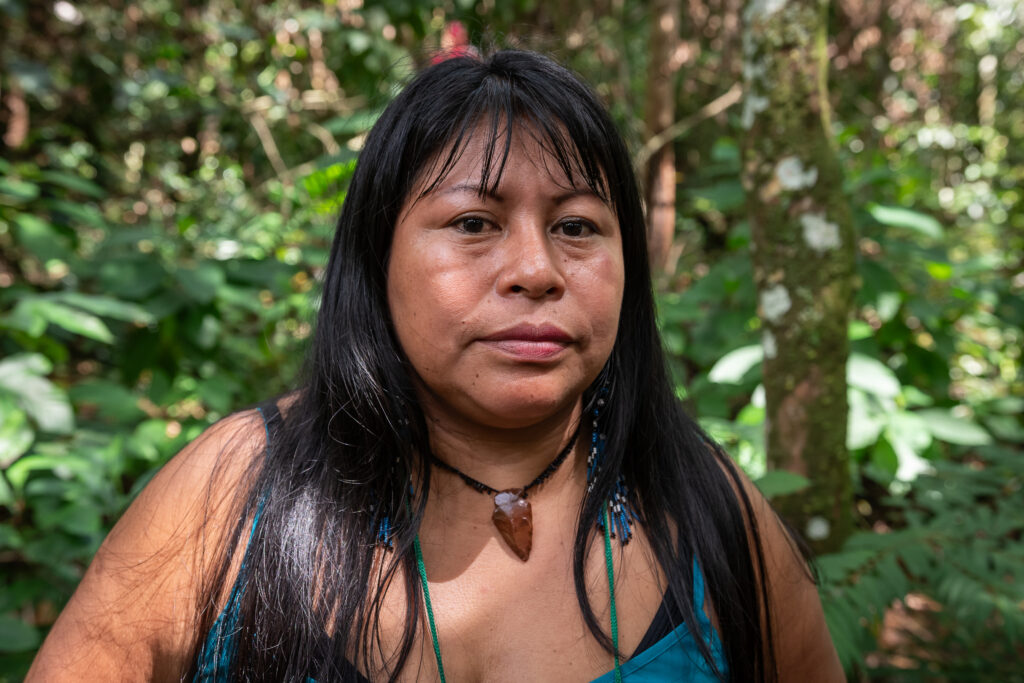 Goldman Prize recipient Alessandra Munduruku, an Indigenous rights activist, had very little patience for entrepreneurs arriving over the last 15 years to capitalize on the carbon boom. "It is very easy when the World Bank comes from outside to say that it protects the Amazon, that everything is sustainable, but does not respect consultation protocols or human rights while people are dying,” Munduruku said, recalling the violence that wildcat miners, loggers and ranchers have brought the area. “Now, to make matters worse, the carbon credit has arrived." Credit: Cícero Pedrosa Neto