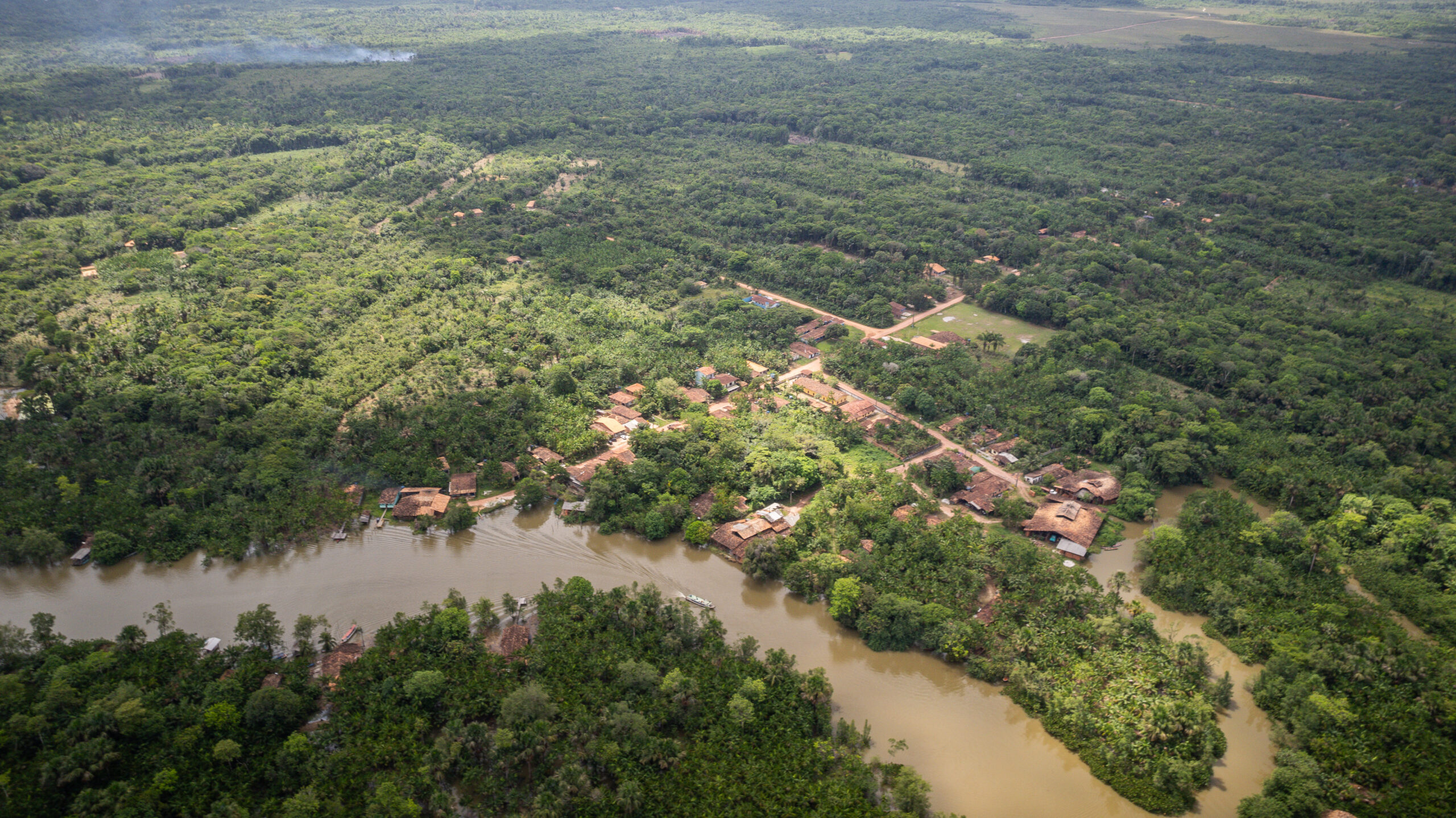 An aerial view of the quilombola community of São João on the Itacuruçá River in Abaetetuba, Pará, Brazil. Credit: Cícero Pedrosa Neto