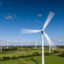 Wind turbines on a wind farm.