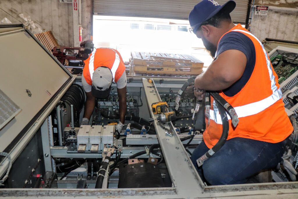 Solar inverters in are pulled apart to recover their fine metals at at We Recycle Solar. Credit: Emma Peterson.