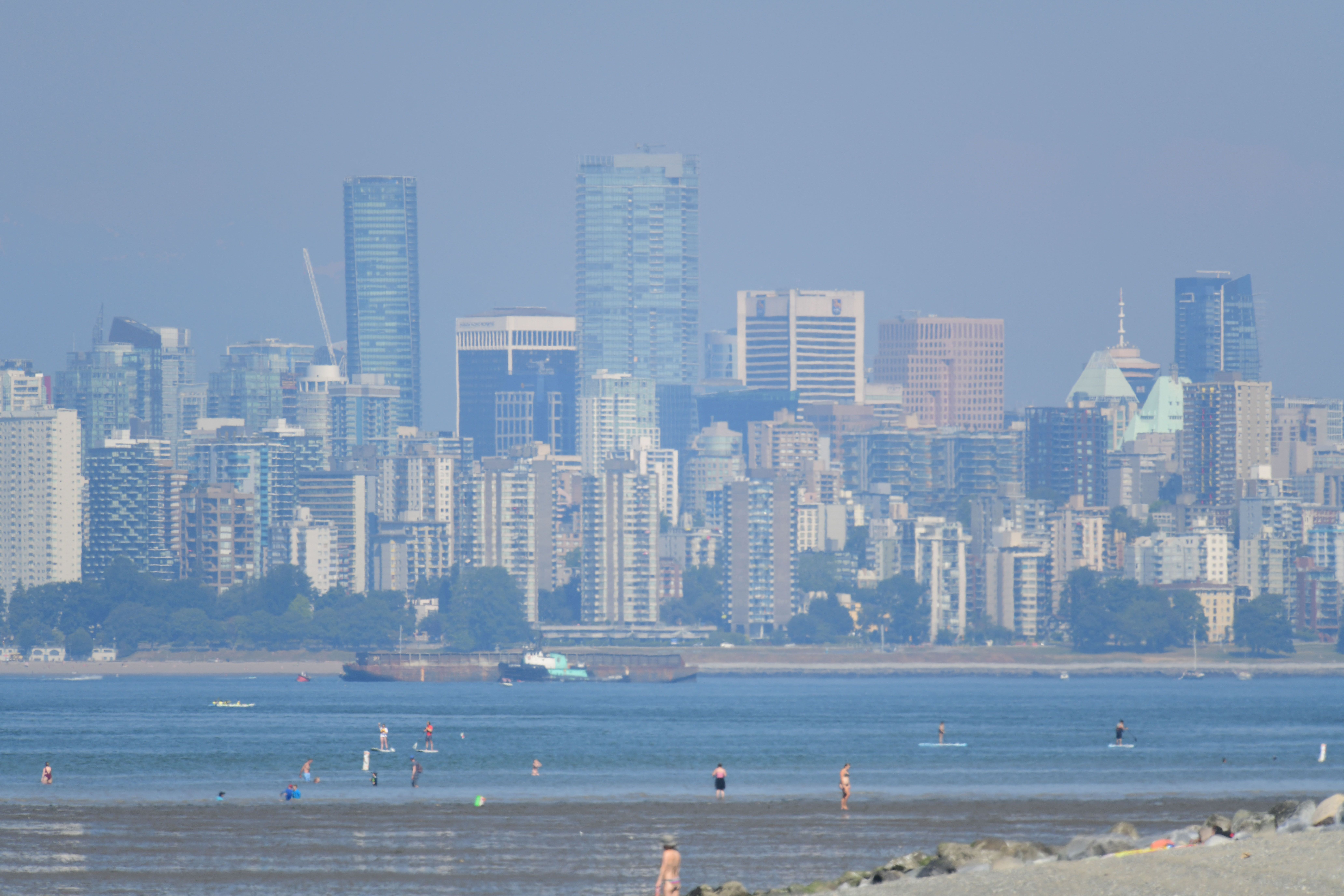The city of Vancouver, British Columbia, is seen through a haze on a scorching hot day, June 29, 2021. Credit: Don MacKinnon/AFP via Getty Images