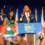 Maryland Democratic Governor-elect Wes Moore and Lieutenant Governor-elect Aruna Miller celebrate during an Election Night party for Maryland Democrats at The Baltimore Marriott Waterfront in Baltimore, Maryland on Nov. 8, 2022. Credit: Eric Lee for The Washington Post via Getty Images